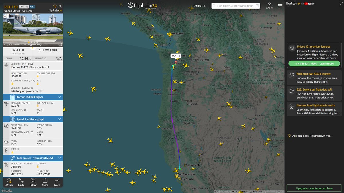 AIYeyENGDdJkjTr's tweet photo. July 5, 2026
#Fairfield Travis Air Force Base #Anchorage Elmendorf Air Force Base #Fairfield Travis Air Force Base ==> #Fort Lewis, Washington
#RCH110 #AE4F14 USAF C-17A Globemaster III https://t.co/dZhPUKDSr8