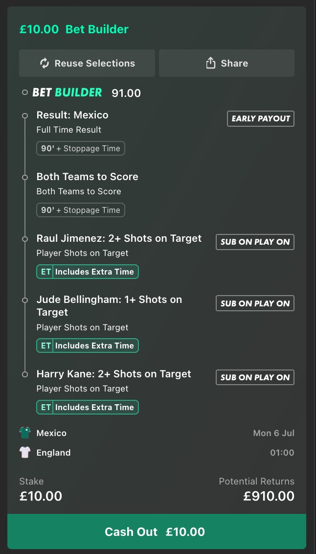 JamesMurphyTips's tweet photo. My longshot for the match...Mexico are overpriced for a win for me, so I have to include them...

90/1 for this?! 🤯

18+, Gamble Responsibly. https://t.co/fRFpmoBwm8