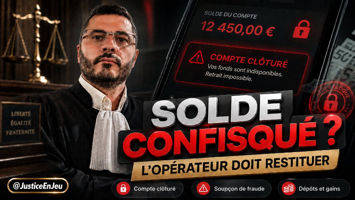 JusticeEnJeu's tweet photo. 🚨 Bonne nouvelle pour les parieurs sportifs !

Les opérateurs ne peuvent plus confisquer votre solde (dépôts + gains) sur simple suspicion de fraude.
Plusieurs décisions de justice récentes (Betclic & Unibet) l’ont confirmé :

• +32 785 € restitués par Betclic (Cour d’appel de Paris – février 2026) 
• +43 000 € (Unibet – Tribunal judiciaire de Paris – mai 2026) 
• Plusieurs autres cas autour de 7 000 €

Principe : l’opérateur doit prouver l’origine frauduleuse de chaque euro. Sinon, il doit tout rendre + intérêts.

Clôturer un compte = possible. 
Confisquer l’argent sans preuve = impossible.

Article complet ici 👇 https://t.co/RGqleS7lVB
#ParisSportifs #DroitDesJeux #ANJ #JusticeEnJeu