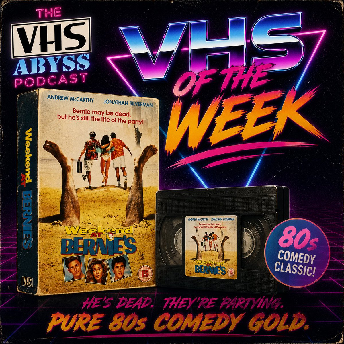 VhsAbyss's tweet photo. 📼 VHS OF THE WEEK 📼

Weekend at Bernie's (1989)

Ah yes... the film that somehow convinced an entire generation that dragging a corpse around for 90 minutes was comedy gold.

🎬  When was the last time you watched Weekend at Bernie's? Does it still hold up?

#VHS #PhysicalMedia https://t.co/I8L051EoOQ