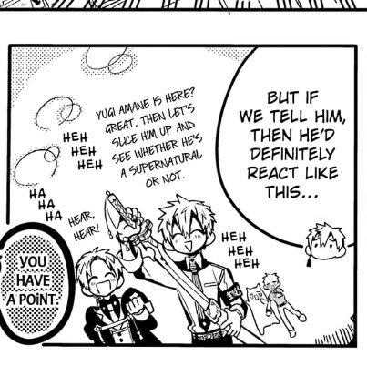 OverusedToasts's tweet photo. The way these two get so utterly lost in the sauce over older Hanako always cracks me up 😭 his #1 fans fr https://t.co/YKg4gKzPkR