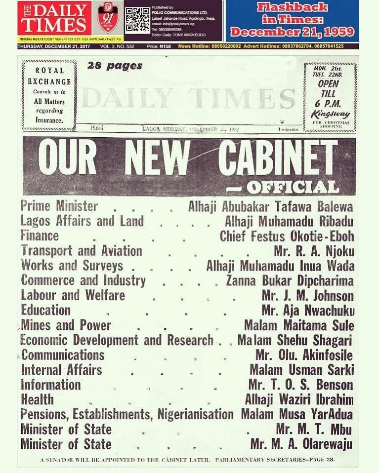HeIsJayjam's tweet photo. Nigeria's cabinet in 1959!!!

Tell me what you see when you're done checking https://t.co/nJ74pKfIWl