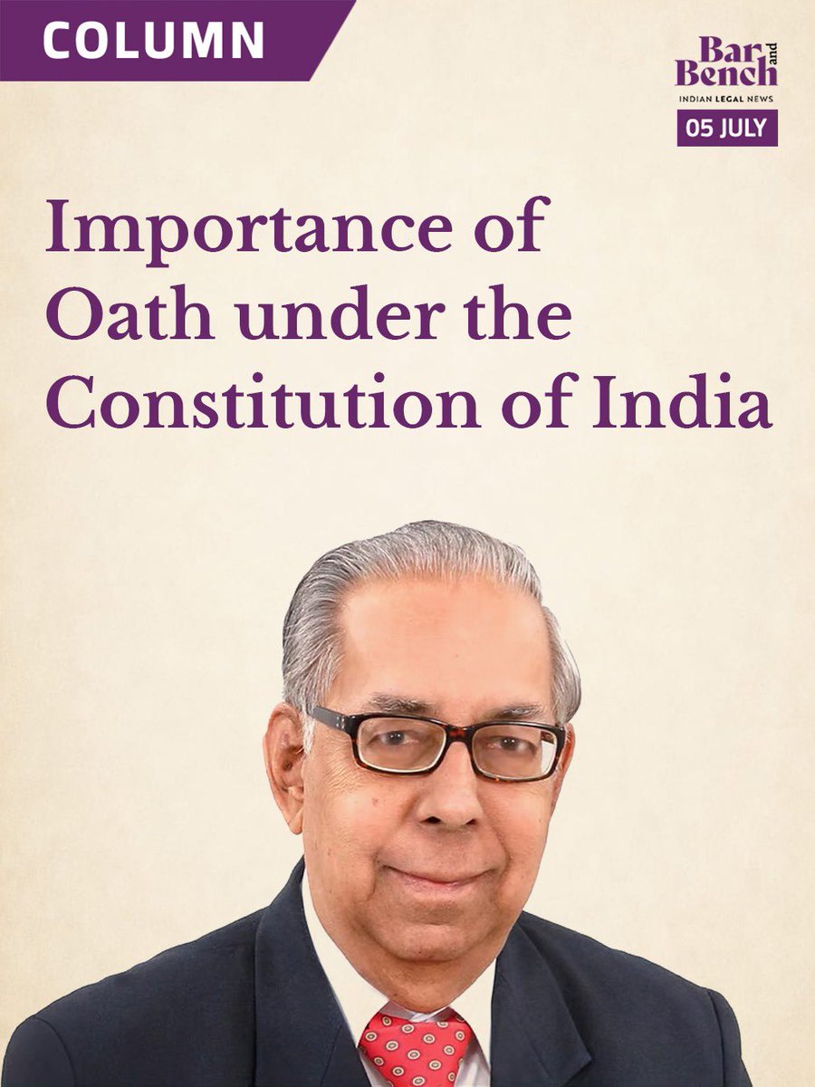 barandbench's tweet photo. Importance of Oath under the Constitution of India

Author: B.V. Acharya

Read column: https://t.co/ubRfttDt5m https://t.co/2KPOSHh1o1