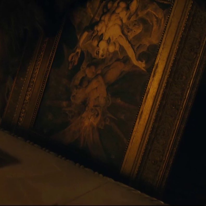 znrclr_'s tweet photo. the painting lestat uses to represent magnus at the table is “the number of the beast is 666” by william blake (1805), which may sound familiar if you’ve ever watched hannibal…. meant to symbolize internal struggles of spiritual ascension vs corruption https://t.co/StJ2NNIHdB