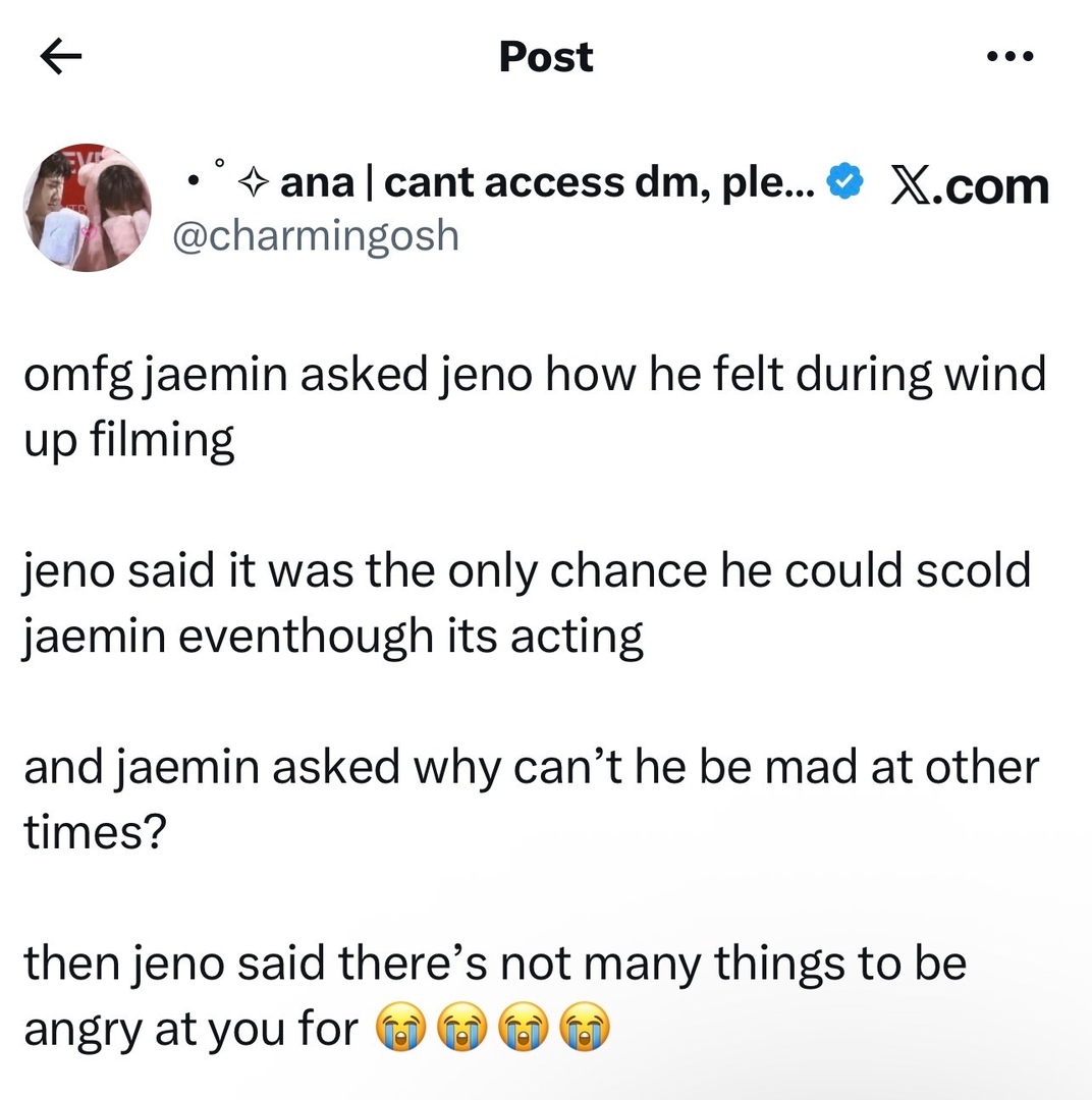 JNJMEnt's tweet photo. -jnjm JM nanya JN gimana syuting wind up? kata JN itu satu satunya kesempatan buat marahin JM meski cuma akting. 

JM nanya kenapa gak bisa marah di waktu lain? JN blg gak ada banyak hal yg bisa bikin dia marah ke JM🥺 https://t.co/HvSJyu6Err