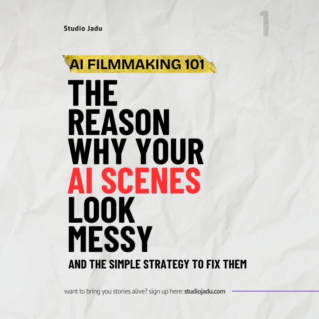 studiojadu's tweet photo. Why your AI scenes look messy (and the simple strategy to fix them) 👇

The #1 mistake creators make is being too ambitious with shot breakdowns. Current AI video models heavily struggle with complex wide shots featuring multiple characters.

The solution? https://t.co/S12ALjIUda