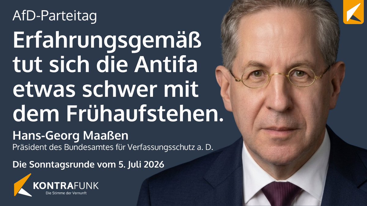 kontrafunk's tweet photo. Heute zu Gast in der Sonntagsrunde: @HGMaassen, ehemaliger Präsident des Bundesamtes für Verfassungsschutz: https://t.co/ehn0C3f5i8