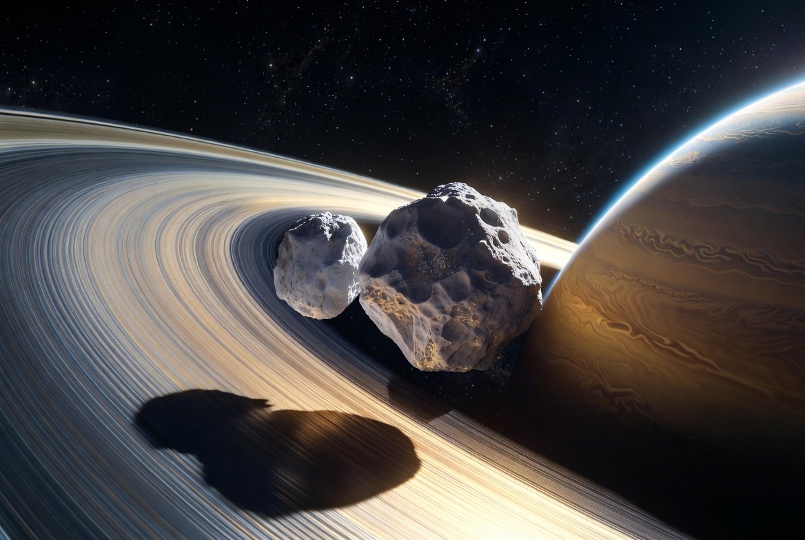 konstructivizm's tweet photo. A Celestial Dance Like No Other: The Swapping Moons of Saturn
In the vast ring system of Saturn, two small moons perform one of the most extraordinary orbital ballets in the entire Solar System: Janus and Epimetheus.
These two icy worlds share nearly identical orbits around Saturn, separated by just 30 miles (50 km) — a cosmic hair’s breadth in planetary terms. In any normal situation, two objects this close would eventually collide. But nature has found an elegant solution: every four years, they execute a graceful gravitational swap. 

As the faster inner moon catches up to its slower companion, their mutual gravity takes over. They gently tug at each other, exchanging orbital paths. The inner moon moves outward into the slower lane, while the outer moon drops inward to the faster one. Then they drift apart again — only to repeat the entire cosmic tango four years later.This intricate dance has been going on for billions of years, preventing disaster while allowing both moons to coexist peacefully in the same orbital “highway.” It’s a phenomenon found nowhere else in the Solar System — a beautiful example of nature’s creativity in maintaining cosmic harmony.Janus and Epimetheus prove that even in the cold, airless reaches of space, gravity can choreograph movements more elegant than anything we could imagine. Beautiful Illustration of the Swapping Moons: