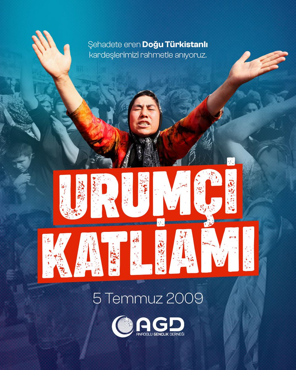 agdorgtr's tweet photo. 5 Temmuz 2009’da Urumçi Katliamı’nda şehadete eren Doğu Türkistanlı kardeşlerimizi rahmetle anıyoruz. https://t.co/zw5RzZ0XCo