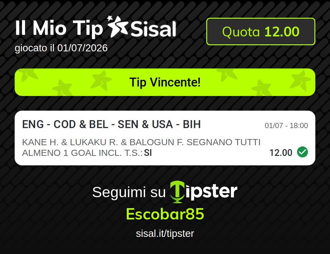 escobar985's tweet photo. La 4 scommessa si continue a fare cassa!!! Seguitemi si tipster https://t.co/UBcRqrSnFG