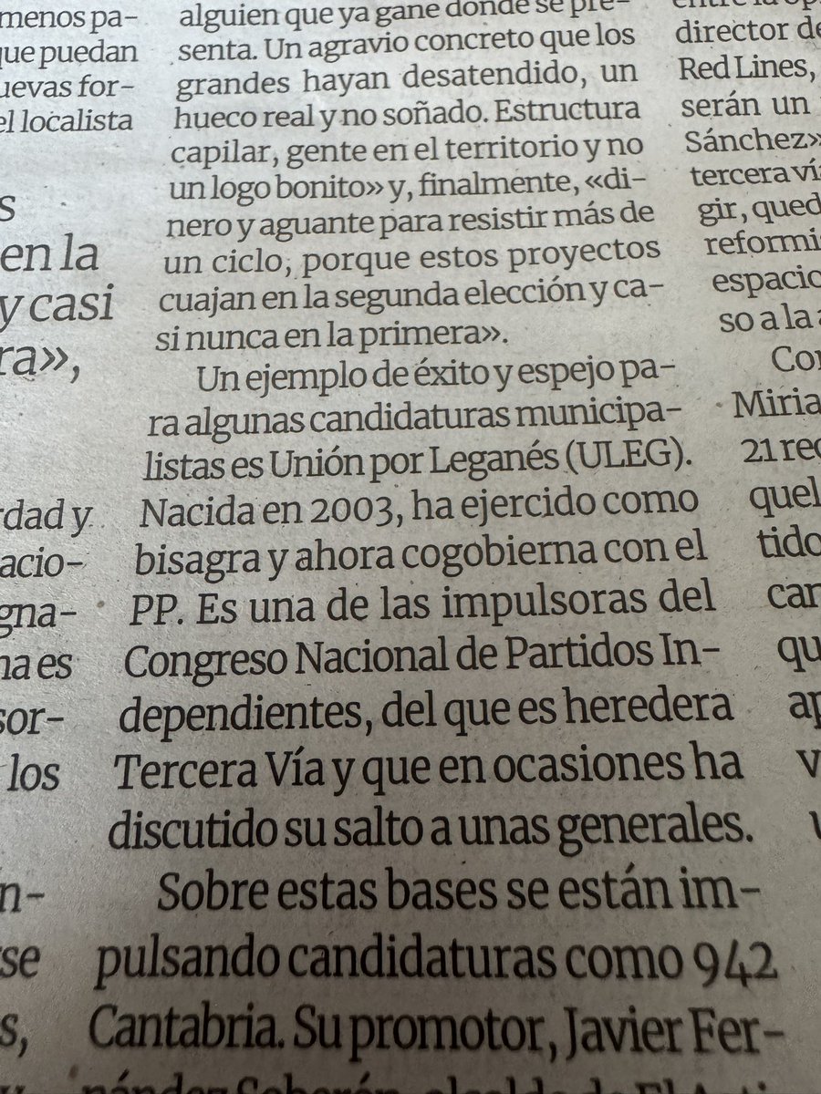 TerceraVia3V's tweet photo. Hoy @ivanxil en su artículo se hace eco del auge de los partidos locales y recoge el trabajo que se ha venido realizando en este sentido desde hace años por Tercera Vía https://t.co/g3GGgDT9Gt