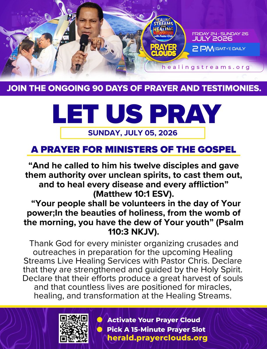 HSTV_'s tweet photo. Let us pray for ministers of the Gospel, declaring strength, wisdom, and a great harvest of souls as they prepare for the Healing Streams Live Healing Services.

#PrayerClouds #LetUsPray #HealingStreams https://t.co/PVZOR9F9WG