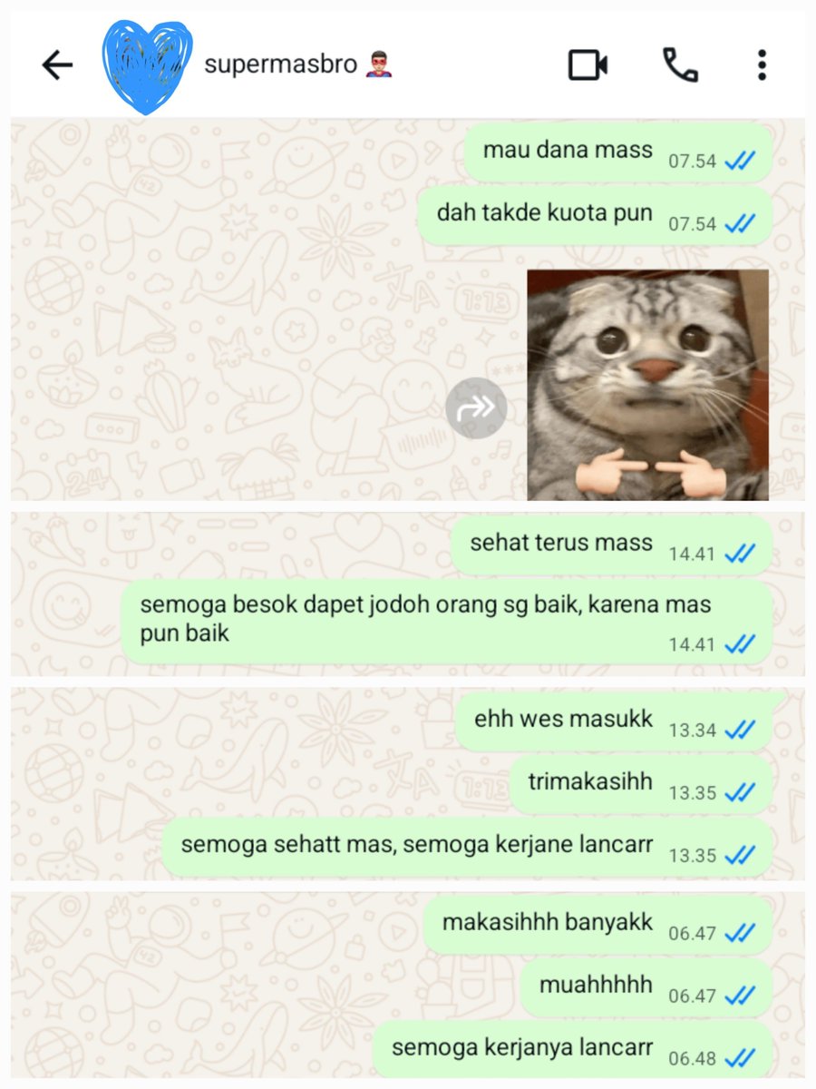 vidyverse's tweet photo. ini pov adik (alias saya sendiri) yang selalu ngirim stiker lucu dan spam doa doa setiap habis minta uang sama mas hehe :> https://t.co/0pjkqynZj3