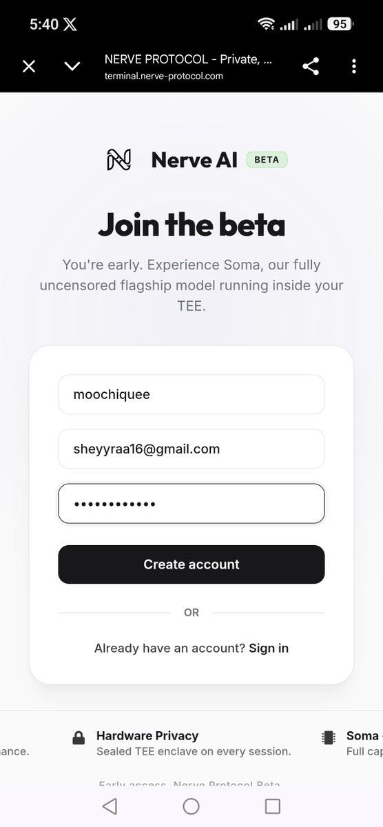 dollyyscent's tweet photo. @NerveProtocol done! ✅ 
signed up, followed, rt'd. 

Soma sounds like a really interesting approach to AI, especially with the focus on privacy and keeping prompts secure. Looking forward to seeing how it develops.

@chuchichefh
@ChonkKirby
@curlqpty https://t.co/ngnuJGpWLQ