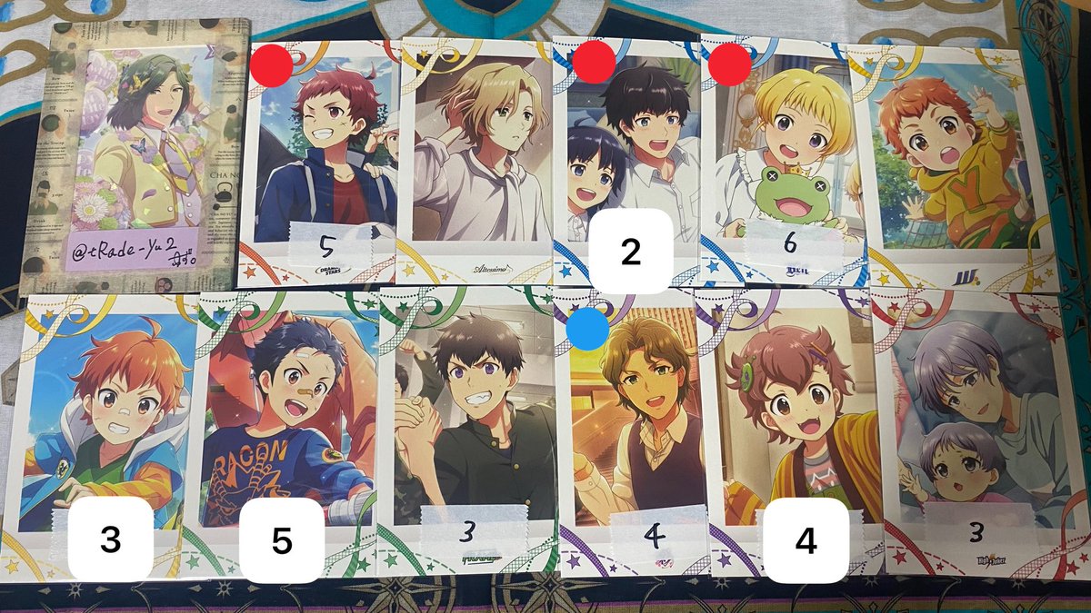 tRade_yu2's tweet photo. 【交換】アイドルマスターSideM ぱしゃこれ第10弾

譲）輝/圭/恭二/ピエール/悠介/享介/龍/誠司/翔真/キリオ/夏来/朱雀/幸広/荘一郎/巻緒/直央/志狼/大吾/クリス

求）九郎

🔴は🔵含むお声がけ優先🙇
表記無は1枚です
別ポスト箔押しあり◎
郵送or大阪手渡し希望
検索からでもお気軽にどうぞ🙌 https://t.co/aLgGPvXcJW