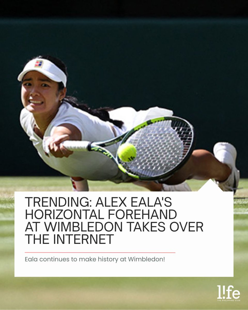 philstarlife's tweet photo. THE MOMENT THAT SHOWED HER GRIT 👏

Alex Eala's viral "horizontal forehand" against Iga Swiatek has fans praising her grit as much as her historic Wimbledon win. 

READ: https://t.co/MjJb7eqA6D https://t.co/UVUyj0TcYk