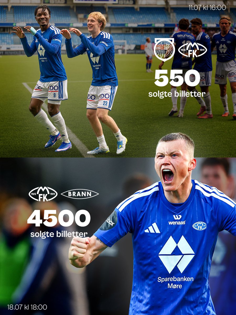 Molde_FK's tweet photo. Sammen skal vi angripe de neste to kampene! 💙🤍

Først skal vi fylle bortefeltet i Ålesund. Deretter venter årets Jazzkamp på Aker Stadion mot Brann! 🎷

Billetter 👉 https://t.co/i0AchmWJPP https://t.co/VSPpQraYye