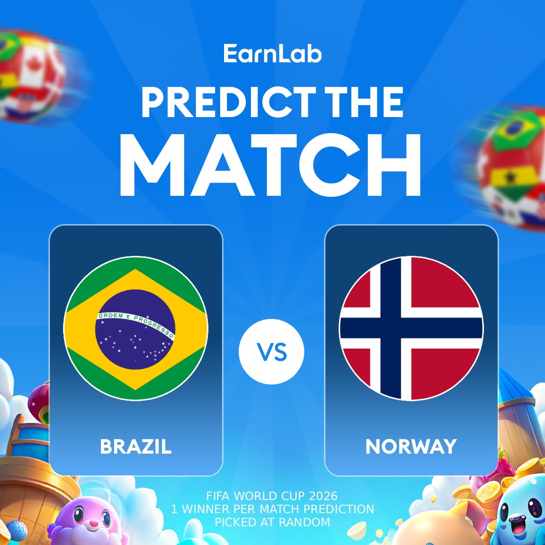 earnlabcom's tweet photo. Brazil vs Norway! 🇧🇷🇳🇴

Think you can call it? Retweet + comment your prediction (winner + final score) to enter!

One random person will win $25 if they correctly predict the winner, $50 if they get the exact score 💸 https://t.co/U7c83Dhw9s