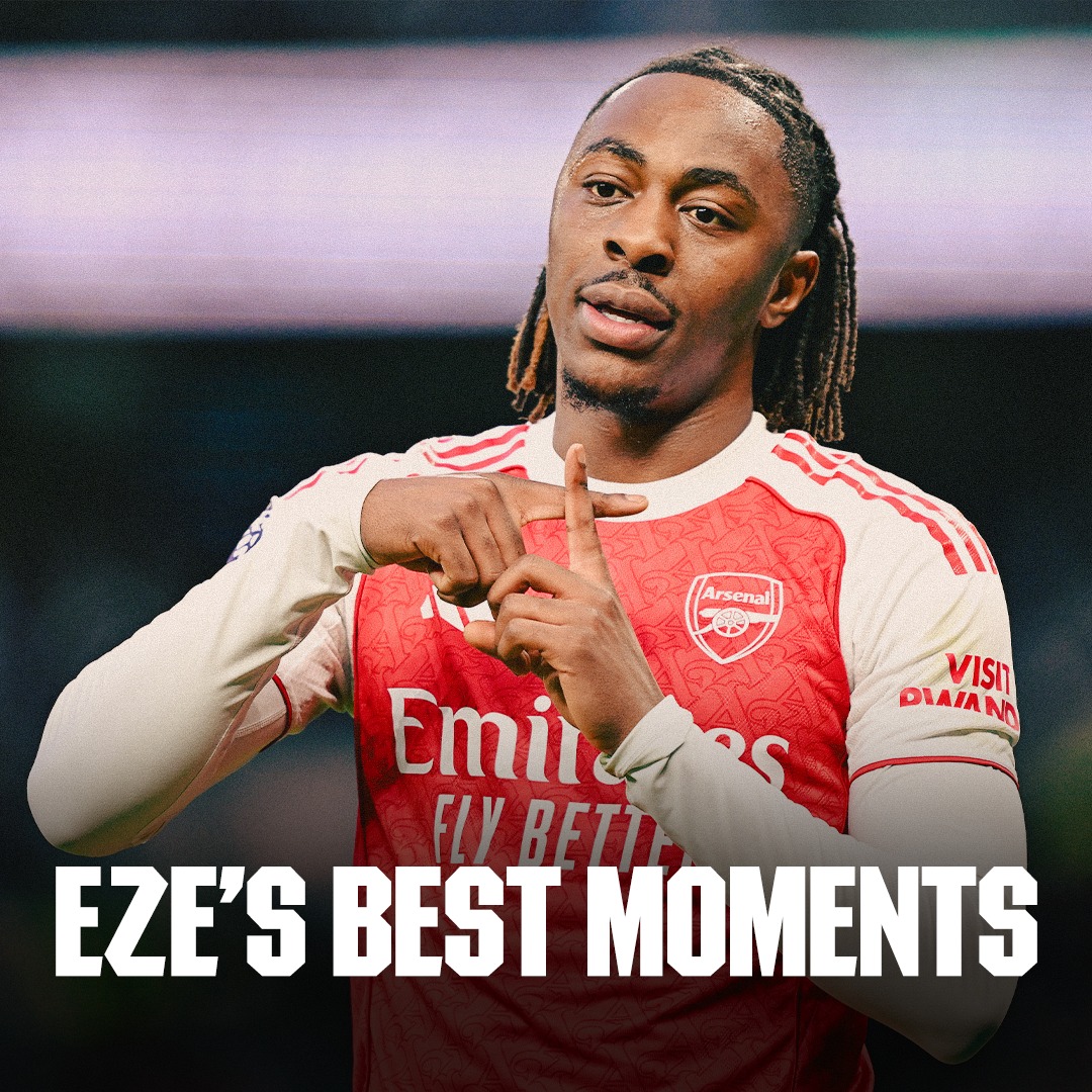 Arsenal's tweet photo. Winning the Premier League in his homecoming campaign 🏆

Enjoy every goal and assist from Ebere Eze in 2025/26 🎞️