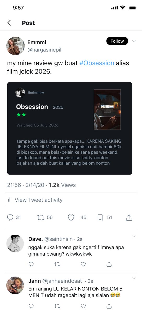 Peculiartie's tweet photo. Diskursus panas timeline pas review Obsession (2026)

#Emibonnie few-tweets AU. https://t.co/8tzEJIBB0W