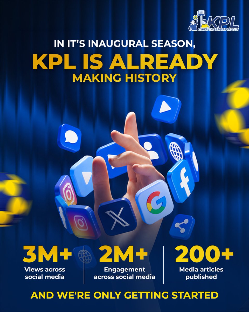 korfballpremier's tweet photo. History isn't waiting, It's happening 🔥

3M+ views. 2M+ engagements. 200+ media features.
For an inaugural season, that's just the beginning.

KPL is making history, and we're only getting started. 

#KPL #KorfballPremierLeague #RoadToKPL #KorfballIndia #nayakhelnayisoch https://t.co/mOD0S3YNJ9