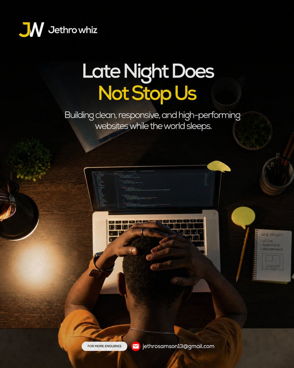 JethroWhz's tweet photo. Every successful website starts with a single line of code.

I help businesses, brands, and startups build fast, responsive, and beautiful websites that make an impact.

Ready to bring your idea online? Send me a message. 📩 jethrosamson13@gmail.com https://t.co/1bS8Lr7rHg