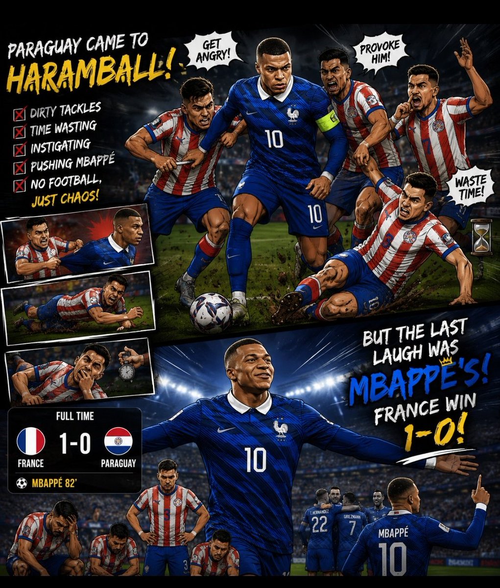 AUMLIV's tweet photo. If anyone missed last night's match of France vs Paraguay, this is the summary. https://t.co/QpH63FU6oC