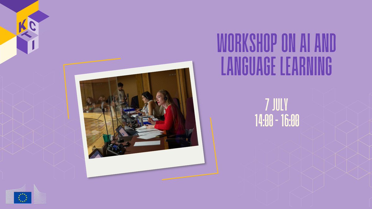 EUInterpreters's tweet photo. 📣Interested in the latest advancements and applications of AI technology in language learning? Don’t miss the upcoming workshop on AI and language learning! 

📅 7 July 2026 
⏰ 14:00–16:00 
🌍 https://t.co/yQo1oTXQFB 

#KCTI #LanguageLearning https://t.co/BRcrYQieGm