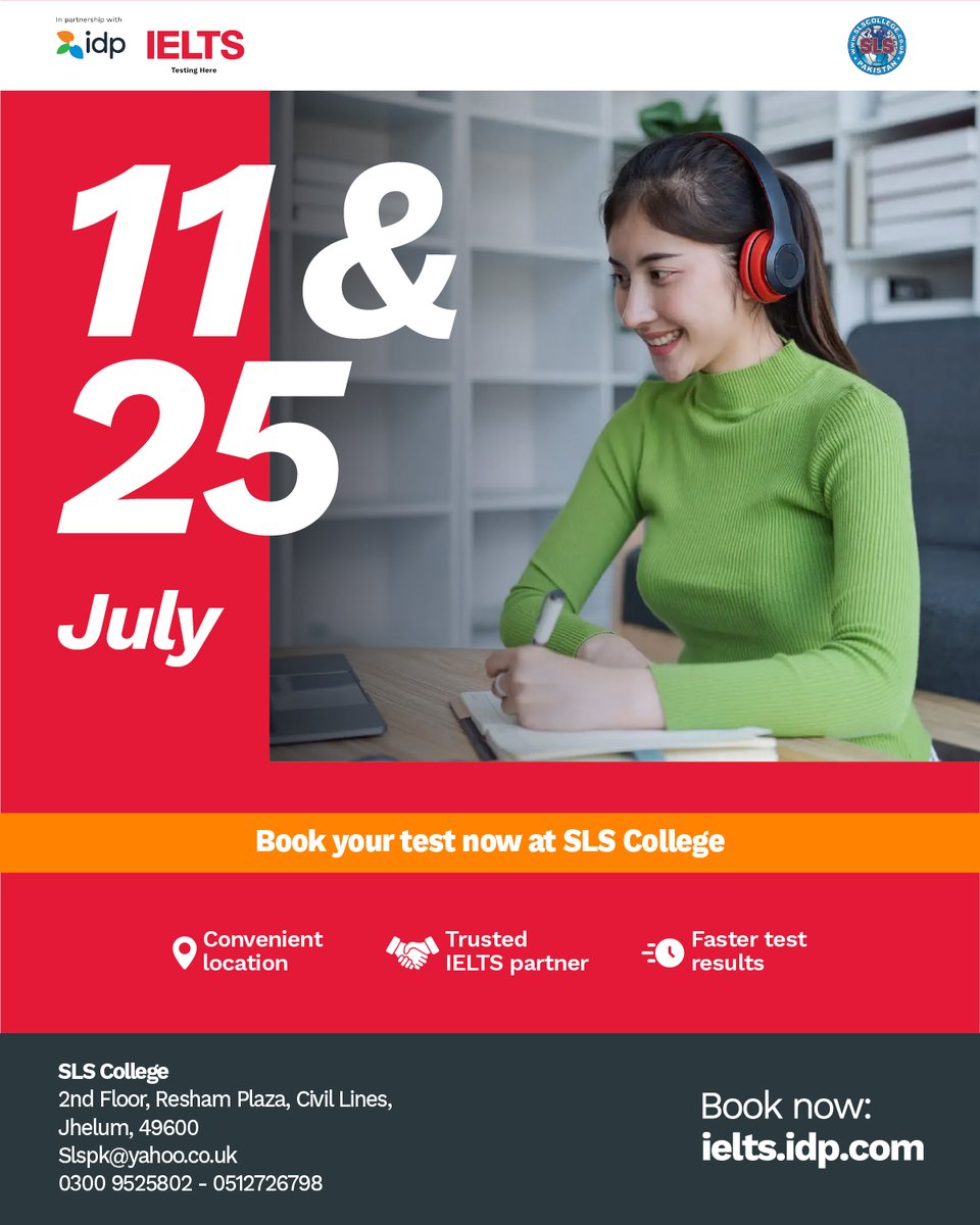 ieltsbyidppk's tweet photo. Calling all test takers in Jhelum! ๐ฃ
Now you can take your IELTS test with IDP.
Book your test now: https://t.co/4hXpg5qW2w
#IDPIELTS #IDPEducation #IELTS #StudyAbroad #IELTSwithIDP #StudyinUK #StudyinAustralia #StudyinCanada #StudyinUSA https://t.co/ZOQO8AYBLo
