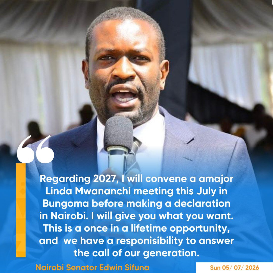 switchtvkenya's tweet photo. A major Linda Mwananchi meeting will be held in Bungoma this July ahead of a key 2027 political declaration in Nairobi.
#LindaMwananchi #Election2027 #KenyaPolitics #Bungoma #KenyaNews https://t.co/YPkfcZ0NqA