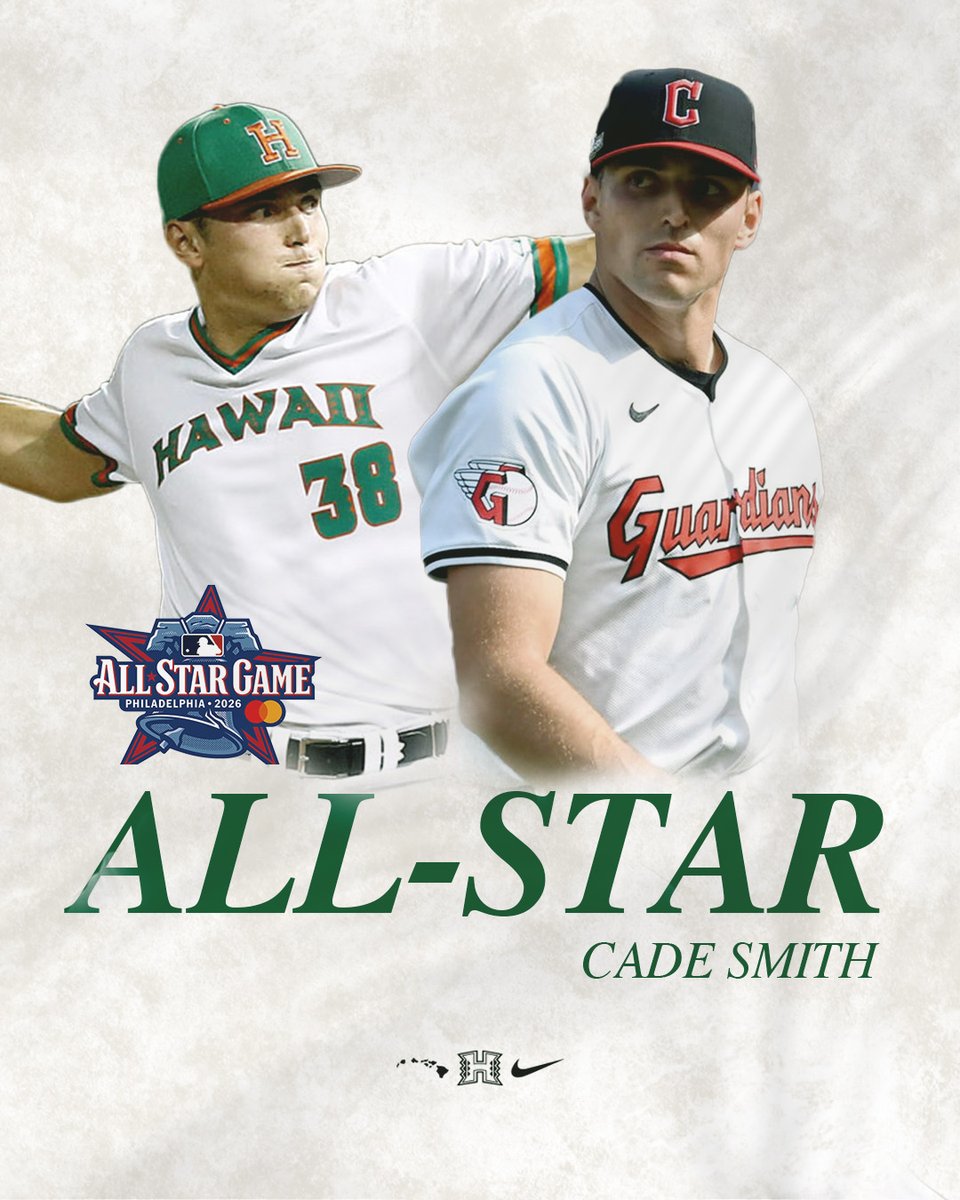 HawaiiBaseball's tweet photo. The MLB saves leader is an All-Star ⭐️
Congrats to Cade Smith on becoming just the second-ever UH player to be named an MLB All-Star.
#BowsInThePros x #GoBows https://t.co/3Gba0De1bH
