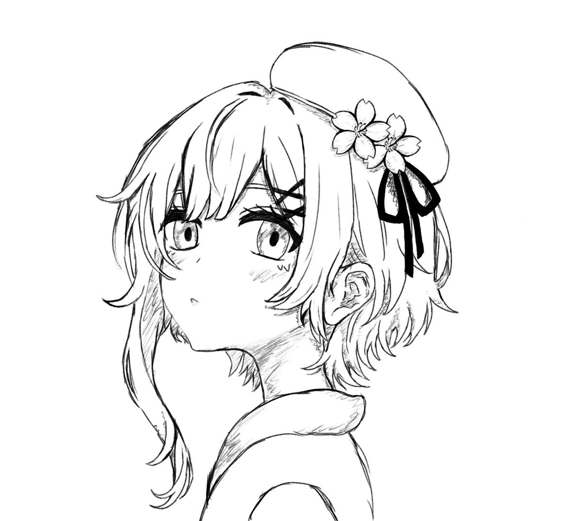 leykuph's tweet photo. quick sketch of sakuraba ema from magical girl witch trials https://t.co/OoqHfivPsB