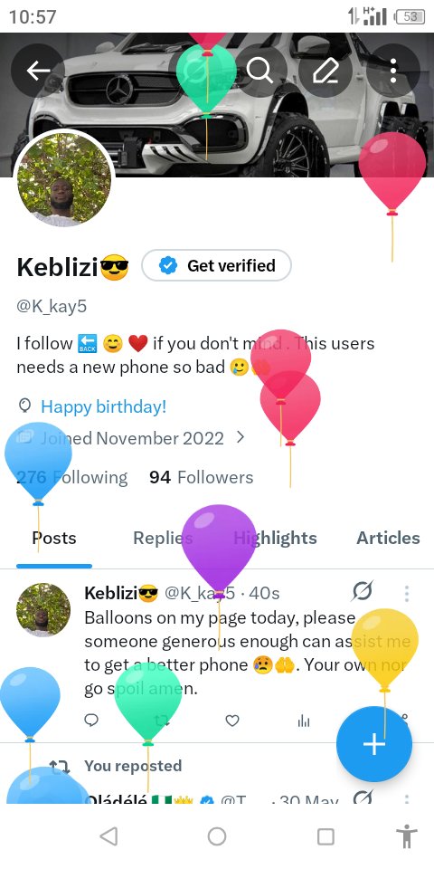 K_kay5's tweet photo. Balloons on my page today, please someone generous enough can assist me to get a better phone 😥🤲. Your own nor go spoil amen. https://t.co/oWdS9pLl1p