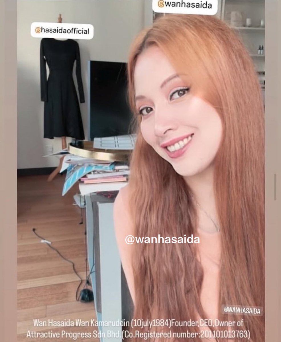 hasaidaofficial's tweet photo. Wan Hasaida Wan Kamaruddin (10July1984) 172 tall. Founder, CEO, Owner of @WHasaida Beauty @THEECOCHIC_CO, @amplifyskincare, 
Company: 
Attractive Progress Sdn Bhd.(registered:201101013763) 
Kuala Lumpur Malaysia

Wan Hasaida London Limited (UK) 

VC Contact me directly to invest. https://t.co/GbZmgj25d3