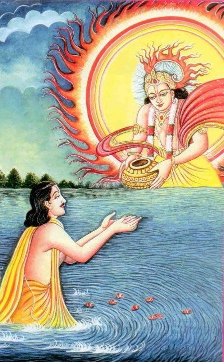 AnadyaOm's tweet photo. If you are on the path of Sadhana then "Surya Arghya" ritual is a must. It will help you connect with the divine energy of Surya. Beyond supporting your Sadhana, it offers significant physical benefits.

I'm sharing the steps that I follow, the reason am sharing it because it works for me.

1. Take bath, wear fresh clothes. Use a pure copper or brass vessel only. Fill it with fresh water, add red kumkum, unbroken raw rice, and a few flower petals. Perform this on an empty stomach, ideally within 60  minutes of sunrise.

2. Face east and stand barefoot. Hold the vessel with both hands slightly above your forehead. Release a slow, thin, continuous stream of water. Look through the flowing water at the sun, as the stream acts as a natural prism to protect your eyes.
Ensure the water doesn't splash on your feet. You can use a flower pot to catch the water. I avoid using the tulasi plant pot, as it has its own ritual of worship.

3. While pouring, chant a short mantra that lasts as long as the water flow. like
|| Om Adityaya Namah ||
|| Om Namo Surya Narayanaya ||
or Gayatri Mantra

I chant "Om Namo Surya Narayanaya" 11 times and Gayatri Mantra 5 times. 

4. Bow down to Surya dev with reverence.

5. With your mind and body aligned, sit facing the sun or in front of your altar and recite the Surya Mandal Stotram. I play the stotram while I recite. 

Hope it helps 🙏💐