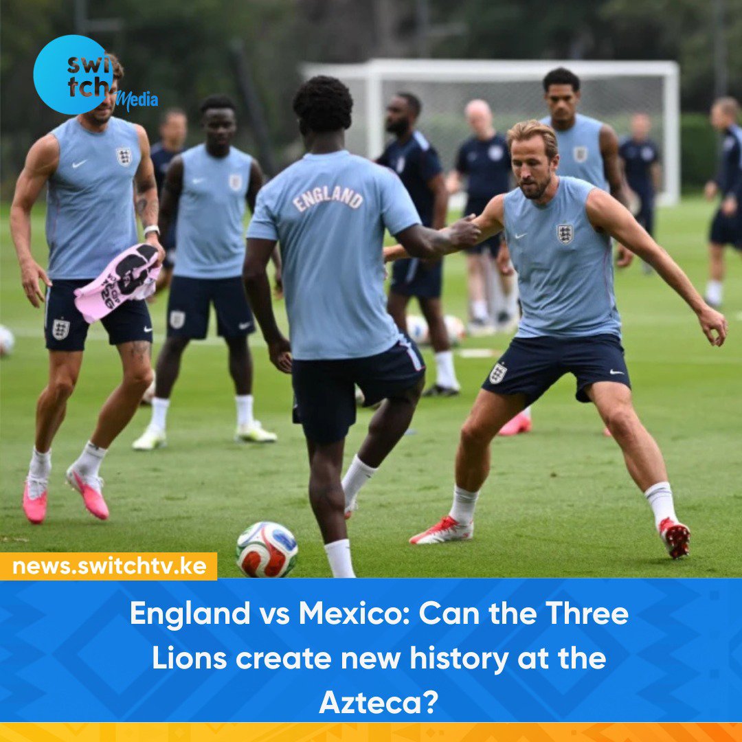 switchtvkenya's tweet photo. England face Mexico in a blockbuster World Cup last-16 clash, with Thomas Tuchel urging his side to write a new chapter at the iconic Azteca instead of dwelling on past heartbreak.

#WorldCup2026 #England #Mexico #Football https://t.co/iGs9KI43gw