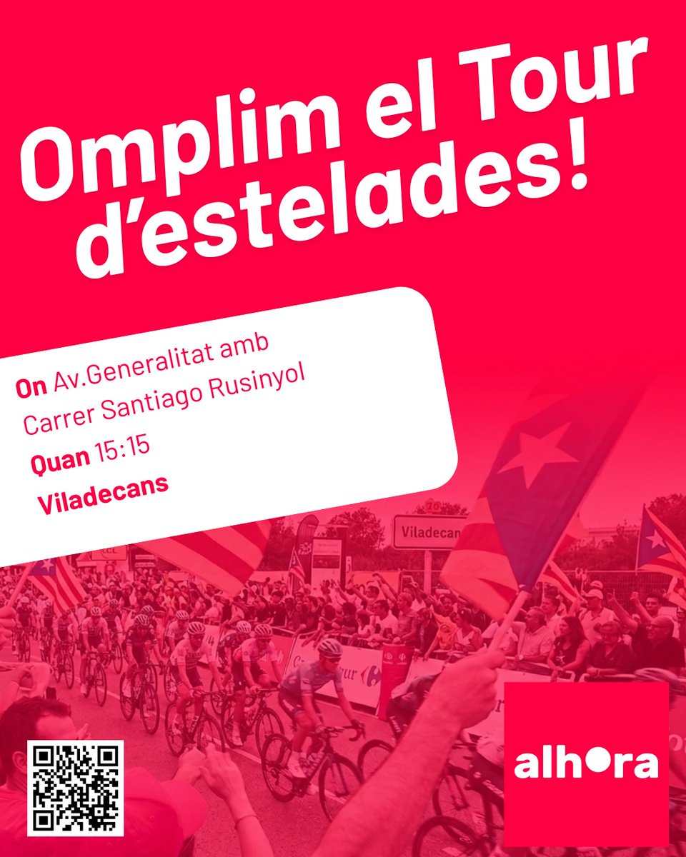AlbertBO8's tweet photo. Avui el #TourDeFranceMission passa per #Viladecans. @alhora_cat Viladecans serem allà rebent els corredors amb estelades. Cal tornar a reviure el orgull independentista i abandonar aquesta por a treure les estelades al carrer https://t.co/rR0uswnYCf