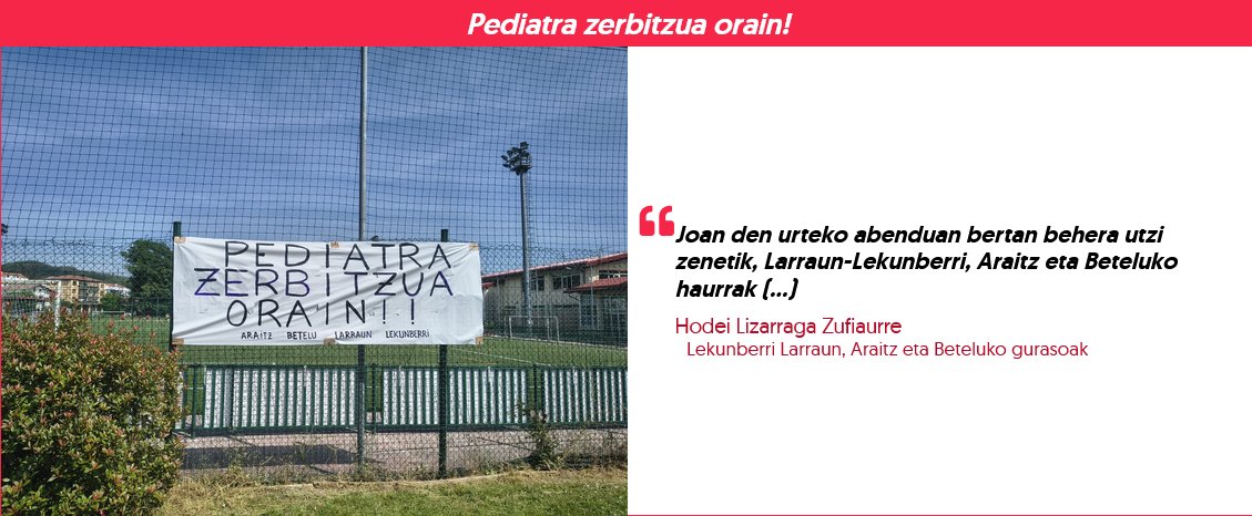 AhotsaInfo's tweet photo. [IRITZIA] "Pediatra zerbitzua orain!"
✍️Hodei Lizarraga Zufiaurre, Lekunberri Larraun, Araitz eta Beteluko gurasoak
https://t.co/XWTG0juaJz https://t.co/jz1Nk4OWm8