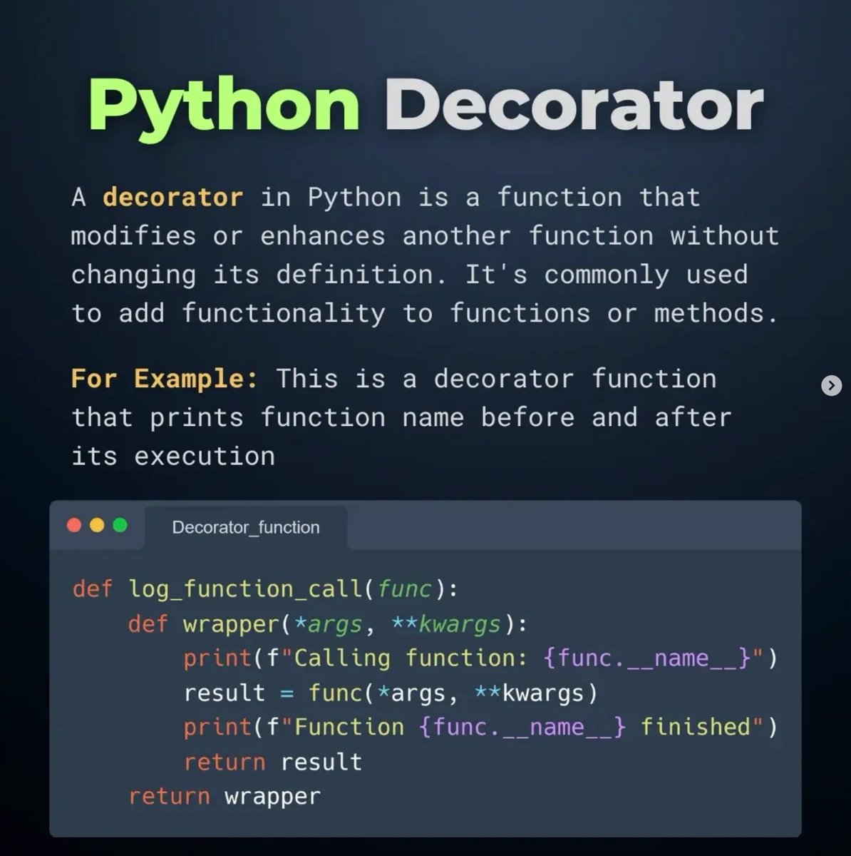 PyInsiders's tweet photo. Python Decorator https://t.co/JMHMzqt6wg