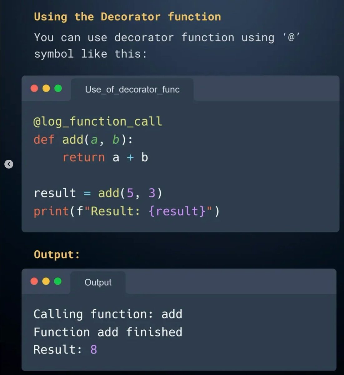 PyInsiders's tweet photo. Python Decorator https://t.co/JMHMzqt6wg