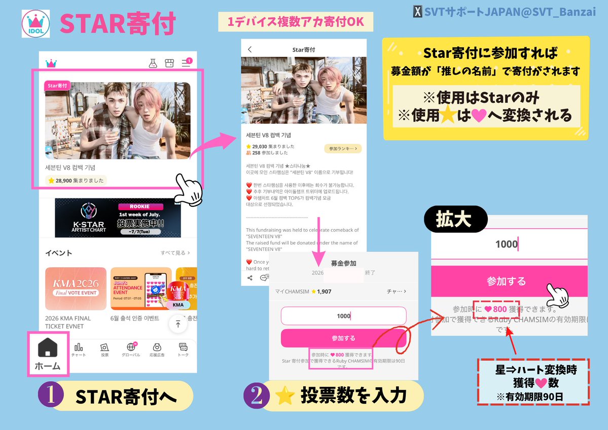 📢【IDOL CHAMP】 ⭐️STAR寄付イベント SEVENTEEN V8 カムバック記念
