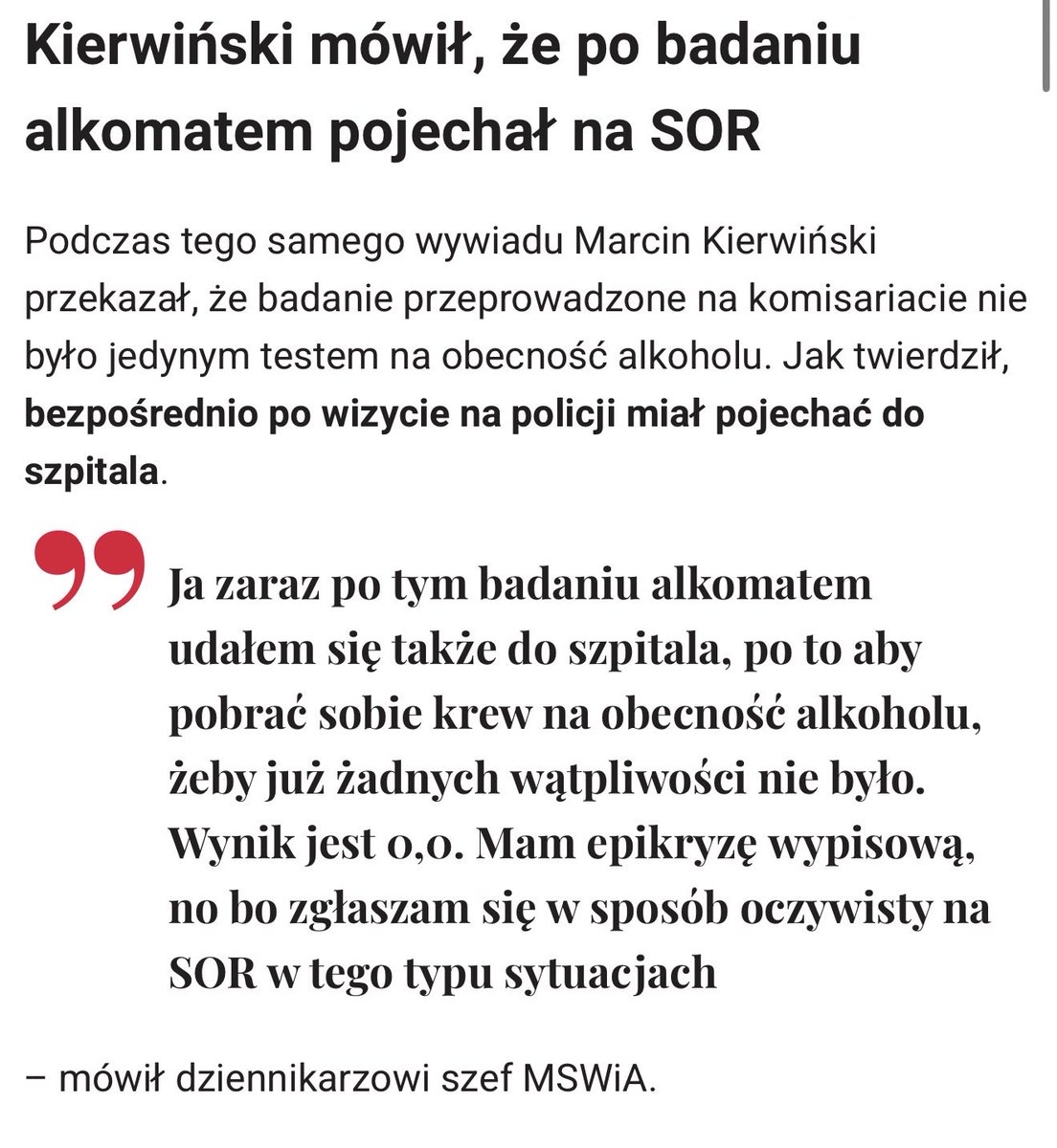 marcin_przydacz's tweet photo. W związku z karierą Pana Kacprzyka i salonikiem VIP dla polityków KO w SOR Szpitala Południowego zasadne jest dziś przypomnienie, że w dniu pamiętnej nieadekwatności i „pogłosu” towarzyszącemu p. Kierwińskiemu w Dniu Strażaka - twierdził, że udał się on na oddział SOR i wykonał badanie na obecność alkoholu. 

Pytanie, jakie dziś ciśnie się wszystkim na usta, czy był to SOR w Szpitalu Południowym? Czy badanie „nadzorował” działacz KO p. Kacprzyk?

A jeśli tak, to czy można traktować takie badanie za wiarygodne. 

Jeśli zaś nie był w szpitalu, to dlaczego kłamał?