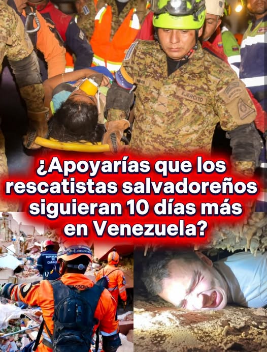 A64029345's tweet photo. Apoyarías que los rescatistas salvadoreños sigan 20 días más en Venezuela para rescatar personas?

SI... https://t.co/P97yX59gnh