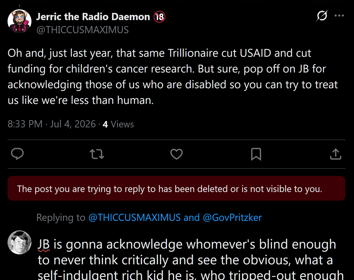 SpinApex's tweet photo. So the paid troll doubles down on his training binder talking points. 

But then all of a sudden 'he/she/it/they' DELETES his fluffy fake JB supporter act, not cuz I hit a nerve earlier, but rather cuz - and I think this is major, cuz I hit a worse nerve,
and that is - the pumping of raw disinformation 
JB (his swift handler gang) is using at least one paid service to do damage control on social media.

Exposing the Left's use of paid trolls helps.