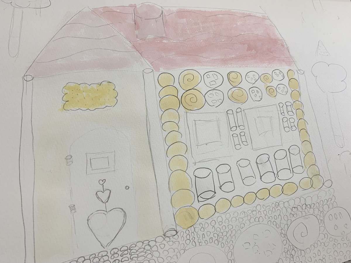 103shoku's tweet photo. 文房堂アートスクール🎨
「日曜こども図工教室」

「お菓子の家を描こう🍪前半」

自分の好きなお菓子で出来た、住みたくなっちゃうような家を描いてみよう

それぞれ細かいこだわりを感じる🤤

次回色塗り完成が楽しみ🧑‍🎨 https://t.co/RvaSiVRMXx
