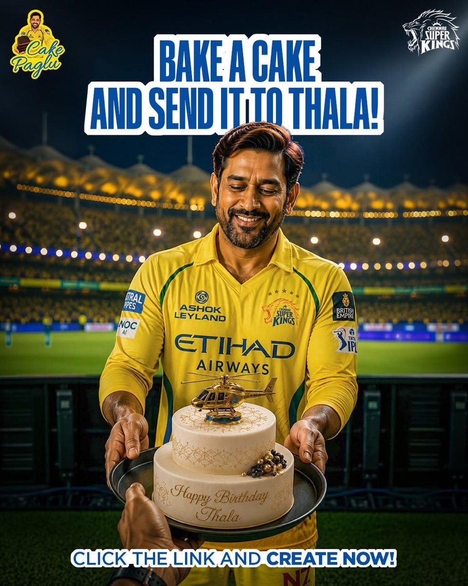 ChennaiIPL's tweet photo. Send your cakes for Thala! 💛 https://t.co/rqWGPud07F