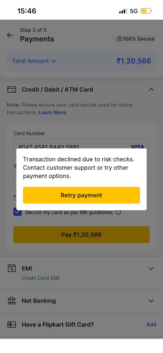 shashankholic's tweet photo. @Flipkart @flipkartsupport @Flipkartminutes 
Unable to place a order as getting a error
Need urgent resolution on this https://t.co/ghtM2VBgeT