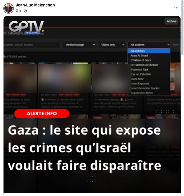 iahfioahfuo's tweet photo. publication du jour de mélenchon, un site crée par xIsraelExposedx via GPTV (geopolitique profonde) https://t.co/Ur2WEM16dM