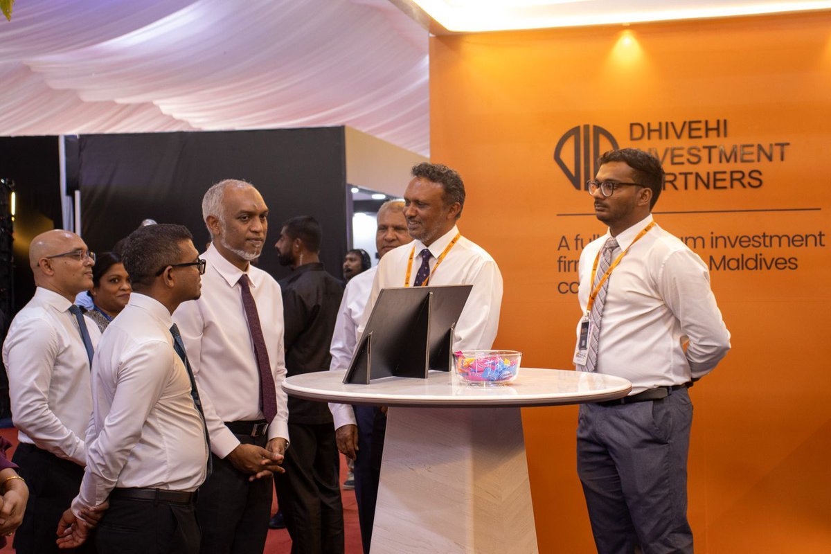 dip_mv's tweet photo. It was an honour to welcome distinguished guests to the Dhivehi Investment Partners stall at the Maldives Financial Expo 2026, including His Excellency President Dr. Mohamed Muizzu, Cabinet Ministers, the High Commissioner of India to the Maldives, and other leaders from across the financial and business community.

We were pleased to share our vision, introduce DHINAF Hospitality, and engage in meaningful conversations about the future of investment in the Maldives.

Stay tuned for a look at the conversations, connections, and energy that made our stall come alive.