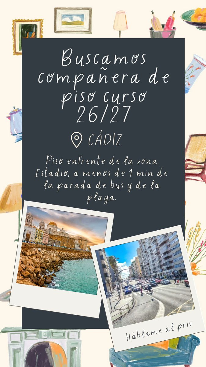 dimiaru_'s tweet photo. Un día más, busco compañera de piso en Cádiz!
 Vivo por zona Estadio, junto a la playa y con varios supermercados cerca

Si le dais mg + rt para ayudarme lo agradezco 🥹 https://t.co/90EGt5aVQD